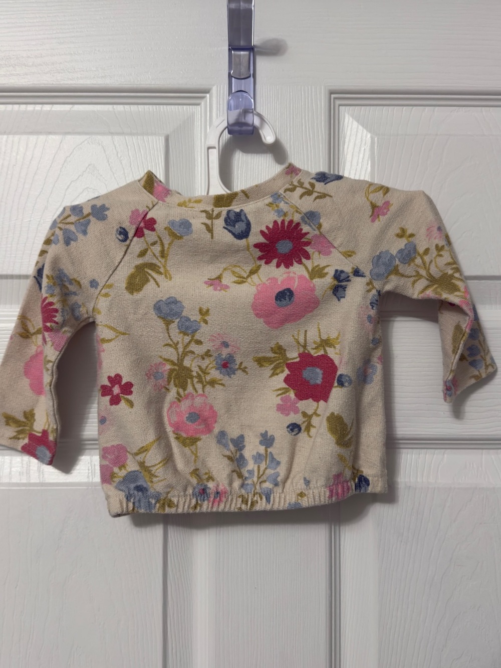 Toddler Floral Long Sleeve Top - Cream with Pink & Blue Flowers